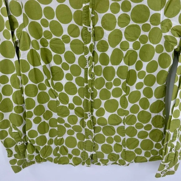 Boden Womens Green White Polka Dot Button Down Shirt UK 12 US 8 Cotton - Picture 3 of 9